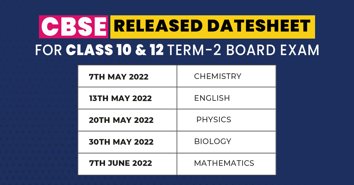 CBSE Released Datesheet For Class 10 & 12 Term-2 Board Exam